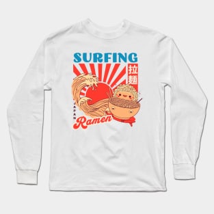 Surfing ramen retro grunge print tee Long Sleeve T-Shirt